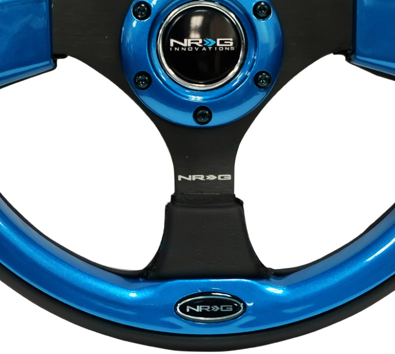 NRG Reinforced Steering Wheel 320mm Black with Blue Trim - OneFastShop