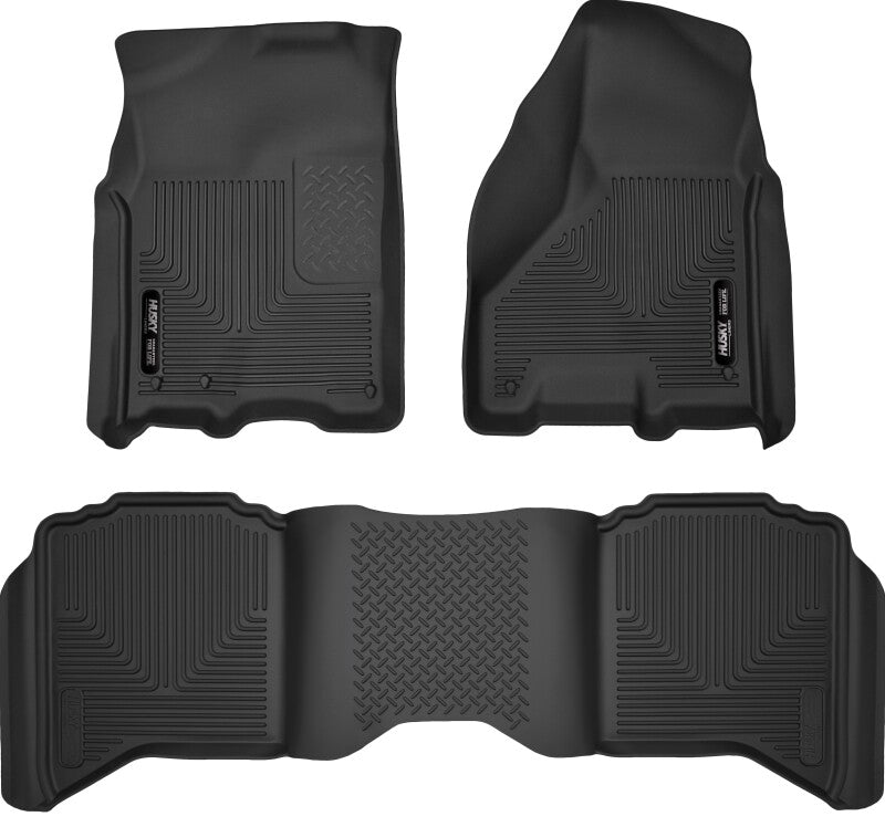 Husky Liners WeatherBeater Front & 2nd Row Floor Liners - Ram 1500/2500/3500 Crew Cab (2009-2024) - Black