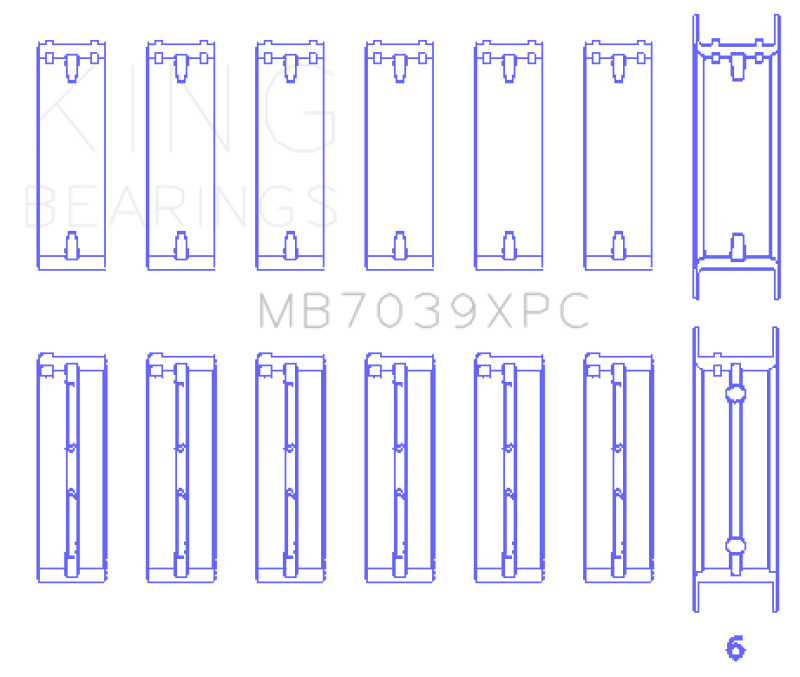 King Engine Bearings Crankshaft Main Bearings Set - 7 Pairs Coated for BMW M20/M50 2.0L/2.5L/2.7L