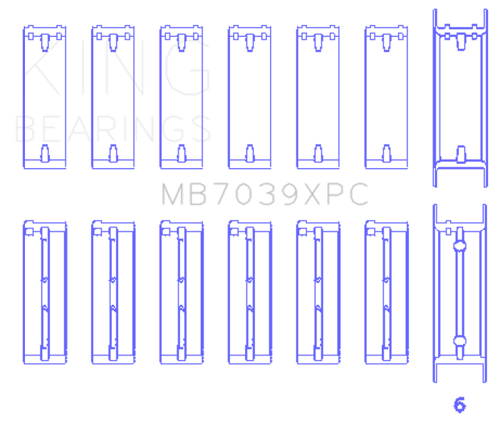 King Engine Bearings Crankshaft Main Bearings Set - 7 Pairs Coated for BMW M20/M50 2.0L/2.5L/2.7L
