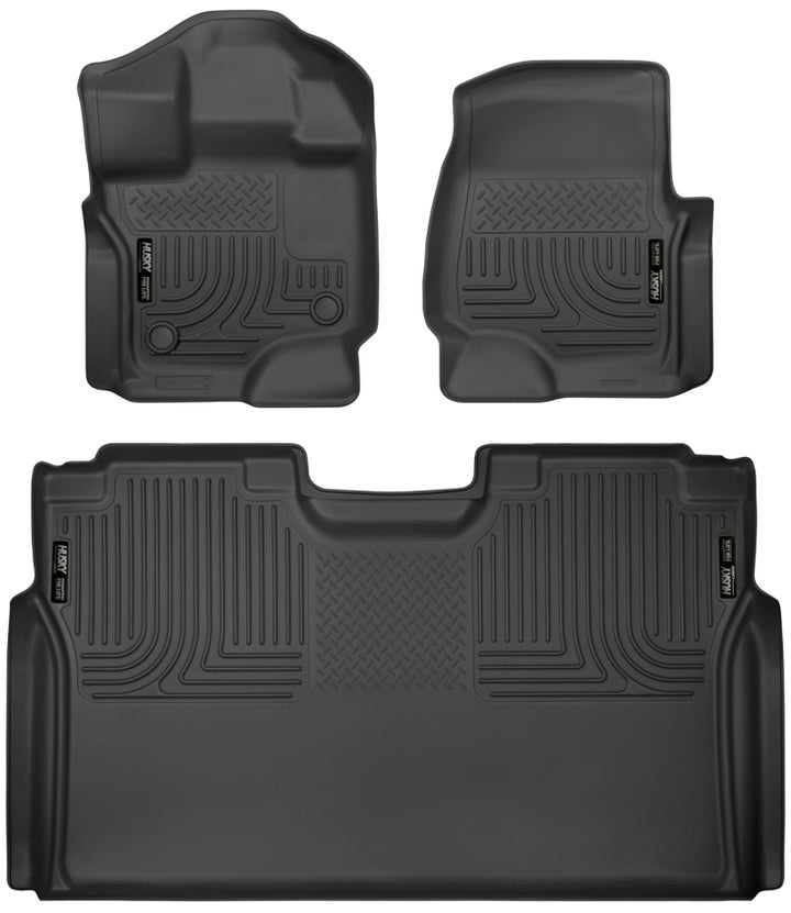 Husky Liners Weatherbeater Black Front & 2nd Seat Floor Liners for 15-23 Ford F-150 SuperCrew