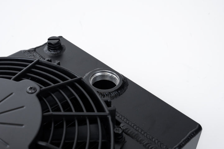 CSF Universal Drag Race Tuck Radiator with 9in Spal Fan 10.5in H x 10in L x 3.6in W Black - OneFastShop