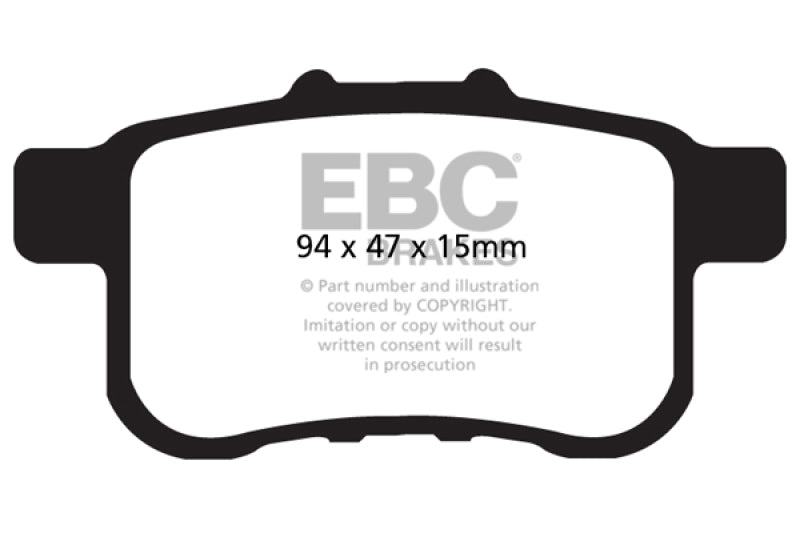 EBC Yellowstuff Rear Brake Pads for 09-14 Acura TSX 2.4 - OneFastShop