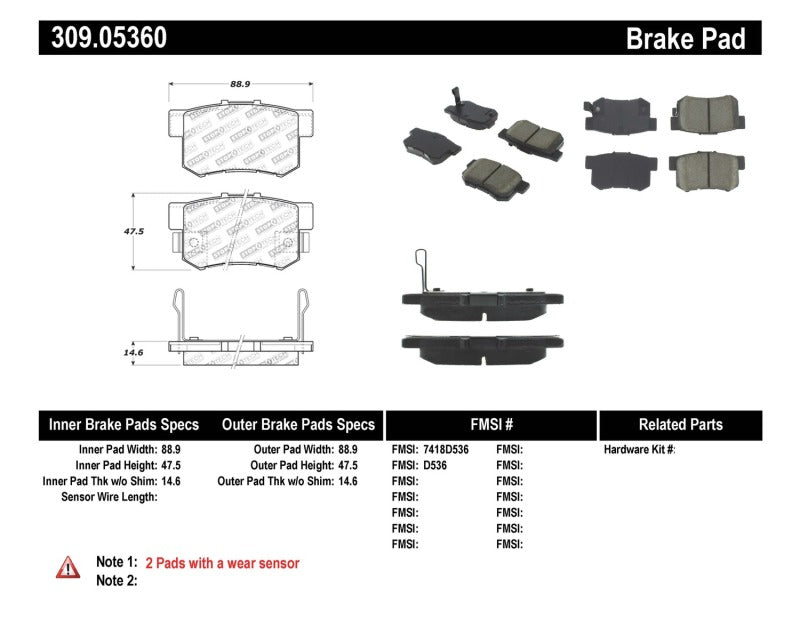 StopTech Performance Rear Brake Pads for 08-10 Honda Accord Coupe/Sedan - OneFastShop