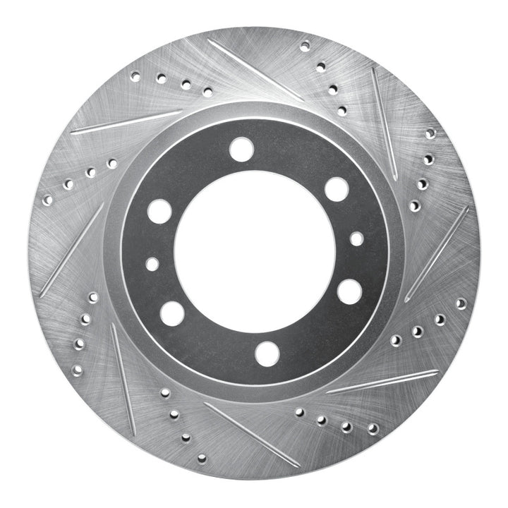 R1 03-23 Toyota FJ Cruiser Front Right Drilled & Slotted Silver Brake Rotor