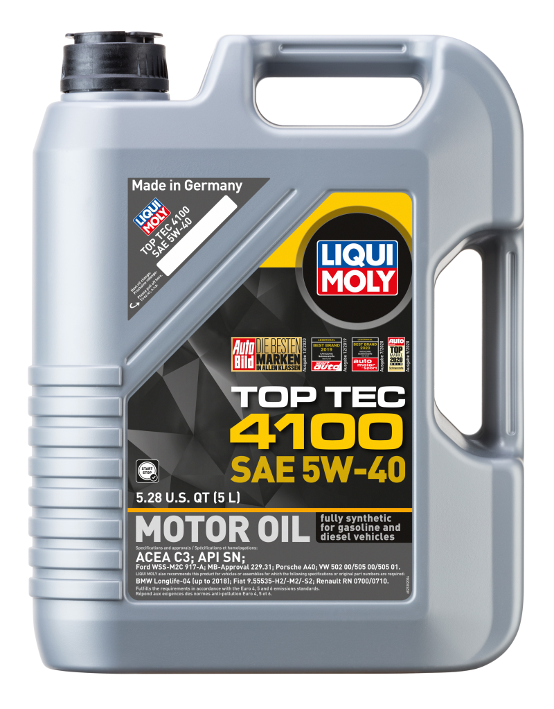 LIQUI MOLY Top Tec 4100 5W-40 Fully Synthetic Motor Oil - 5L