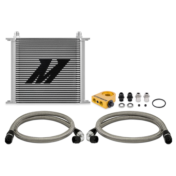 Mishimoto Oil Cooler Kit 34Row Thermostatic Silver Universal - OneFastShop