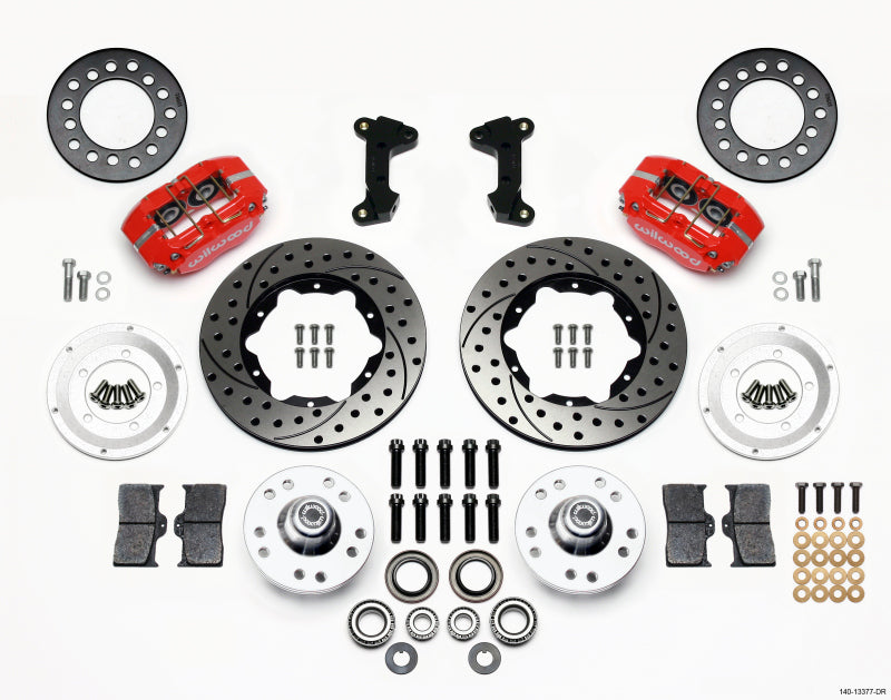 Wilwood Dynapro Dust-Boot Front Kit 11.00in Drilled Red 74-80 Pinto Mustang II Disc Spindle Only - OneFastShop