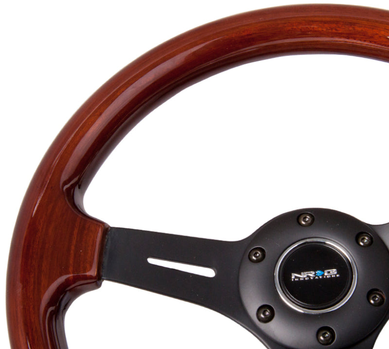 NRG Classic Wood Grain Steering Wheel with Matte Black 3-Spoke Center