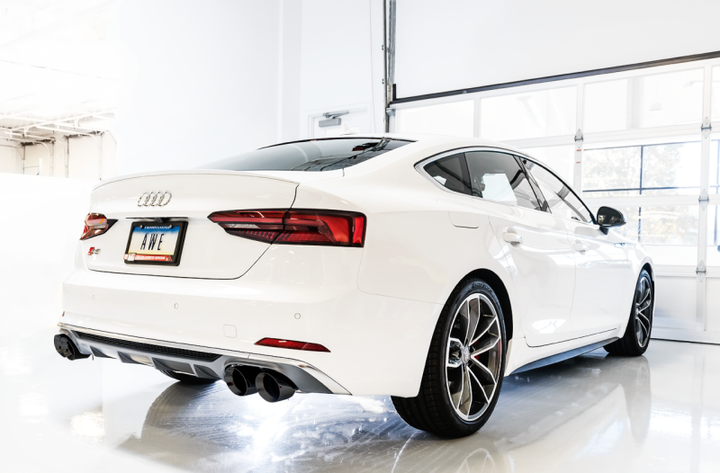 AWE Tuning Audi B9 S4 Track Edition Exhaust - Non-Resonated (Black 102mm Tips).