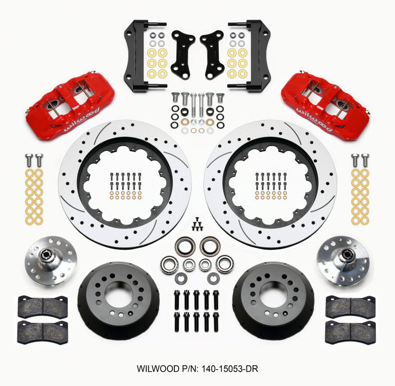 Wilwood AERO6 Front Hub Kit 15.00 Drilled Red 67-69 Camaro 64-72 Nova Chevelle - OneFastShop