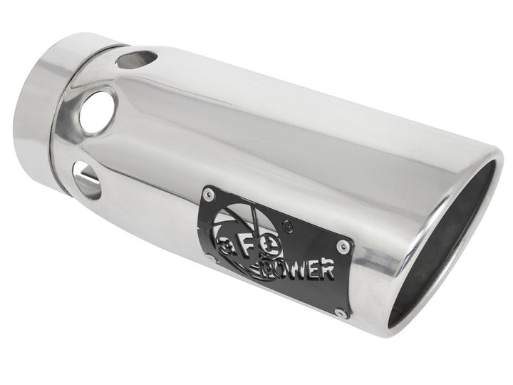 aFe Large Bore-HD 4in 409SS DPF-Back Exhaust System for 20 GM Diesel Trucks V8-6.6L – with Polished Tips