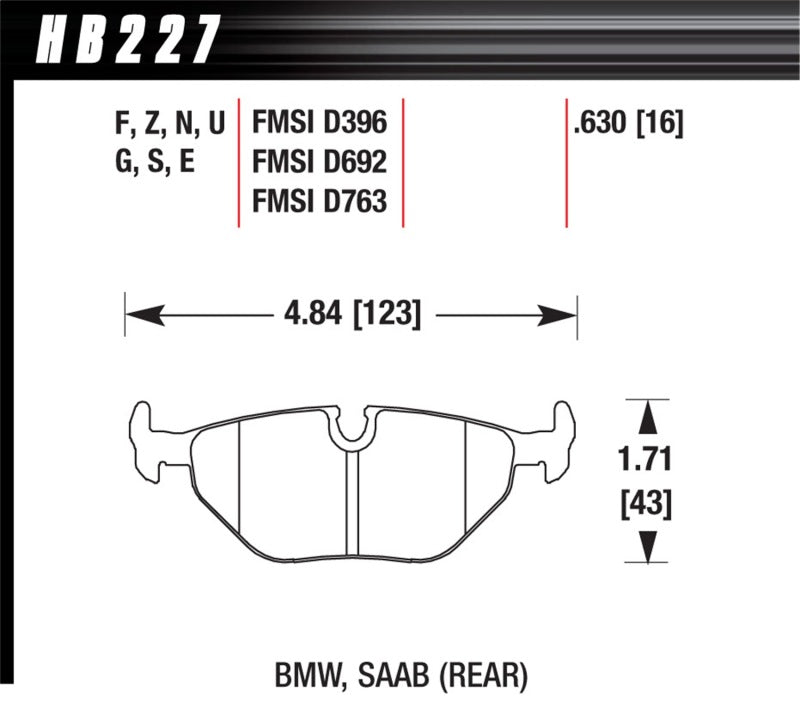 Hawk Performance HP+ Brake Pads - Rear Saab 9-5, BMW Z4, Z3 (1987-2009)
