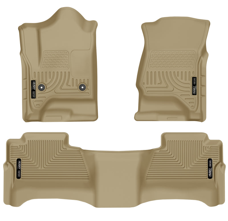 Husky Liners WeatherBeater Tan Floor Liners for 14 Chevrolet Silverado/GMC Sierra Front & 2nd Seat - OneFastShop