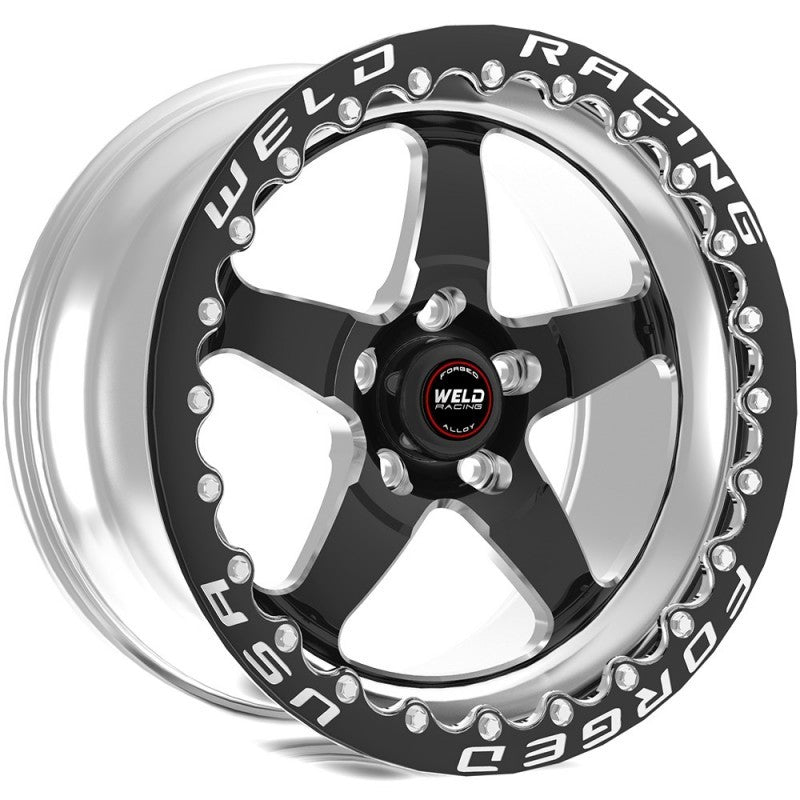 Weld S71 15x10 Black Conical Lug Wheel 5X115 6.5BS - 3.18 ID - Medium Pad - SBL MT Black