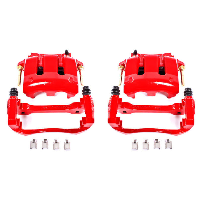 PowerStop Front Red Calipers with Brackets Pair for 05-14 Ford Mustang - OneFastShop