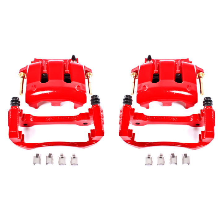 PowerStop Front Red Calipers with Brackets Pair for 05-14 Ford Mustang - OneFastShop