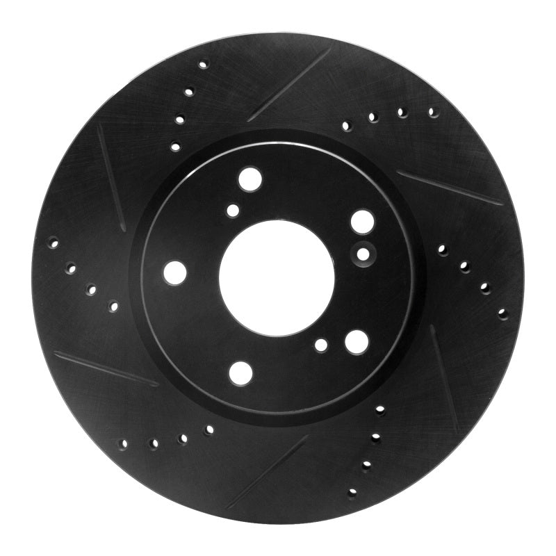 R1 Concepts Front Left Drilled & Slotted Brake Rotor - Honda Civic / Accord 2016-2026 - Black