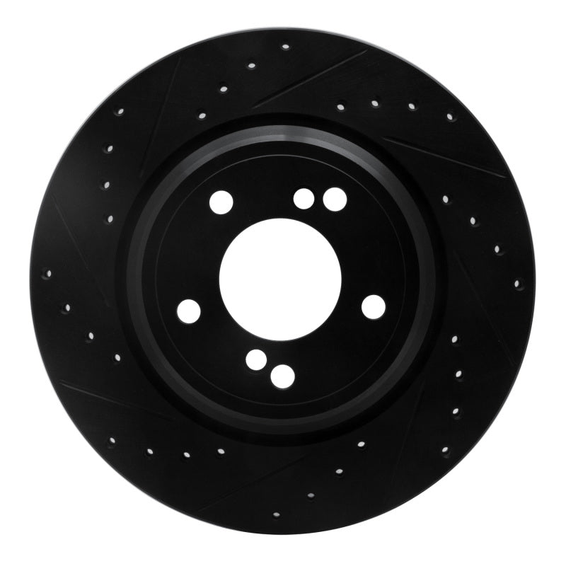 R1 Concepts eLINE Rear Left Drilled & Slotted Brake Rotor - BMW M3 / M5 2000-2006 - Black