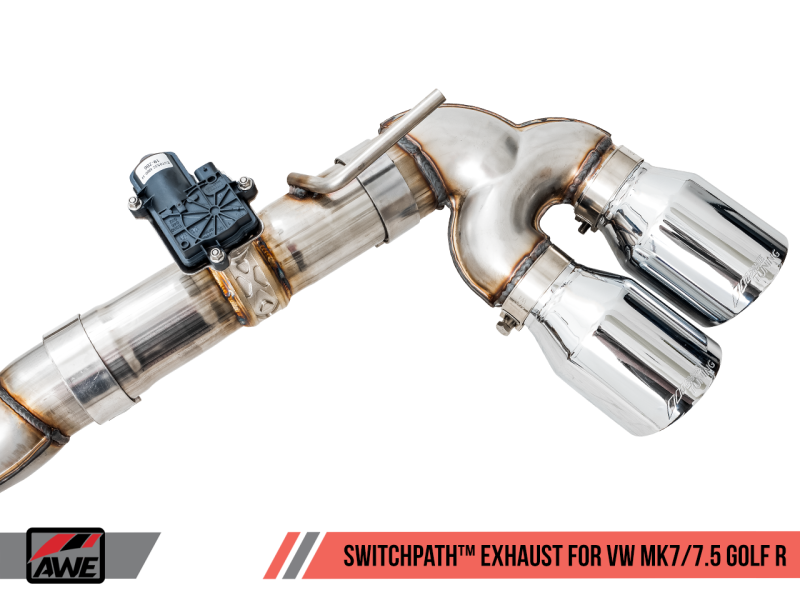 AWE Tuning Mk7 Golf R SwitchPath Exhaust w/Chrome Silver Tips 102mm.