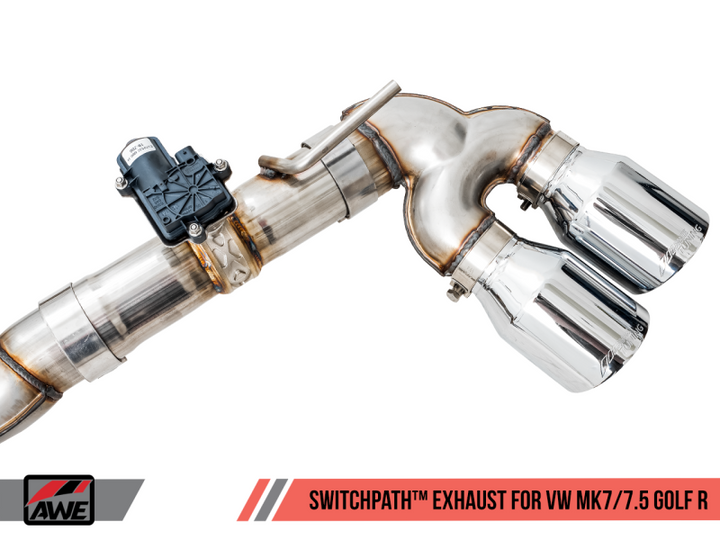 AWE Tuning Volkswagen Golf R MK7.5 SwitchPath Exhaust w/Chrome Silver Tips 102mm.