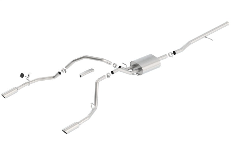 Borla Cat-Back Touring Exhaust 2.75in Muffler 2.25in Outlet 4in Tip Stainless Steel Rear Exit for 2014-2018 Silverado/Sierra 1500
