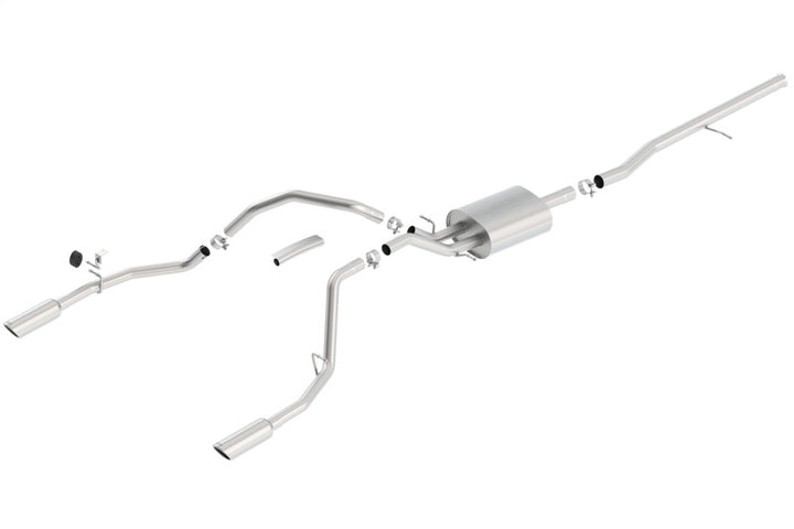 Borla Cat-Back Touring Exhaust 2.75in Muffler 2.25in Outlet 4in Tip Stainless Steel Rear Exit for 2014-2018 Silverado/Sierra 1500