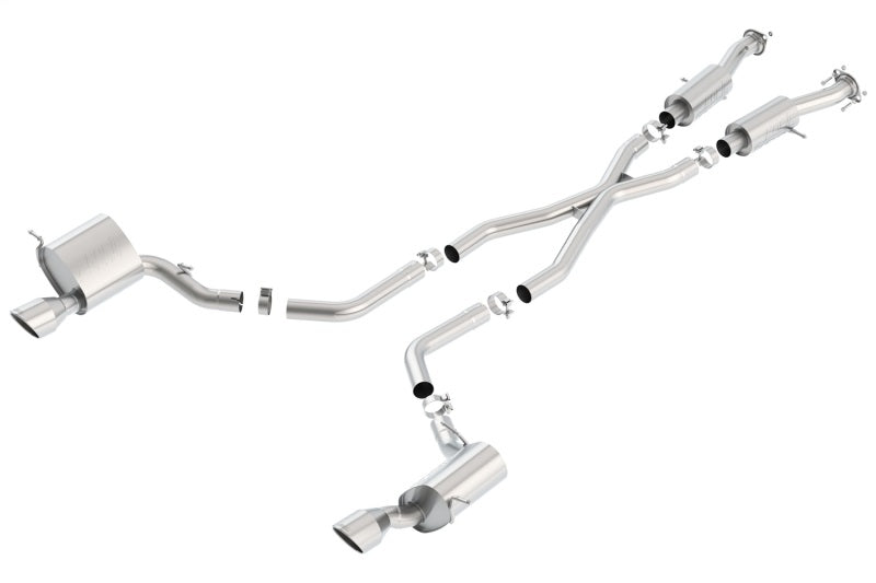 Borla S-Type Catback Exhaust for 2015-2021 Jeep Grand Cherokee SRT8 Dual Round Rolled Exit - OneFastShop
