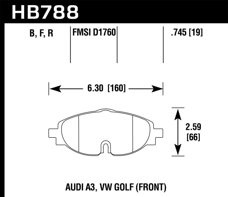 Hawk HP+ Front Brake Pads - VW Golf, Jetta, e-Golf / Audi A3, TT, TTS (2015-2020)