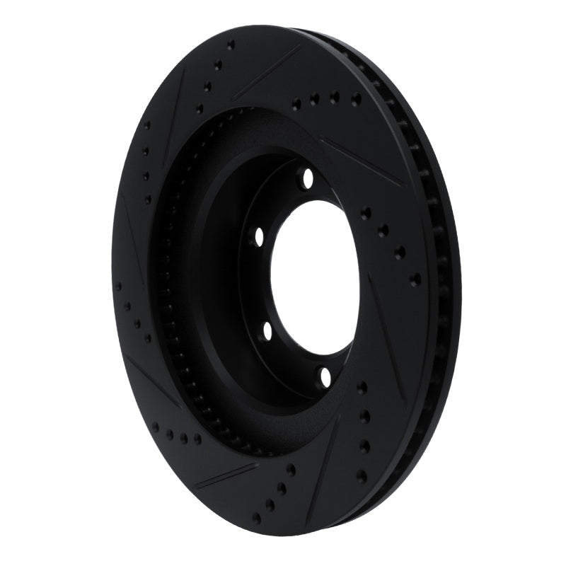 R1 03-09 Lexus GX470 Front Right Drilled and Slotted Black Brake Rotor
