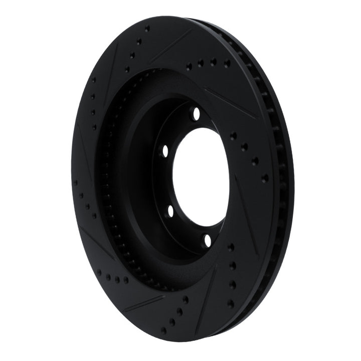 R1 03-09 Lexus GX470 Front Right Drilled and Slotted Black Brake Rotor