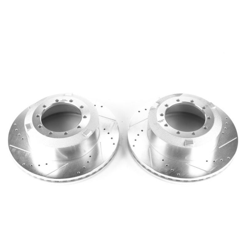 Power Stop 17-22 Ford F-550 Super Duty Rear Drilled and Slotted Rotor Pair