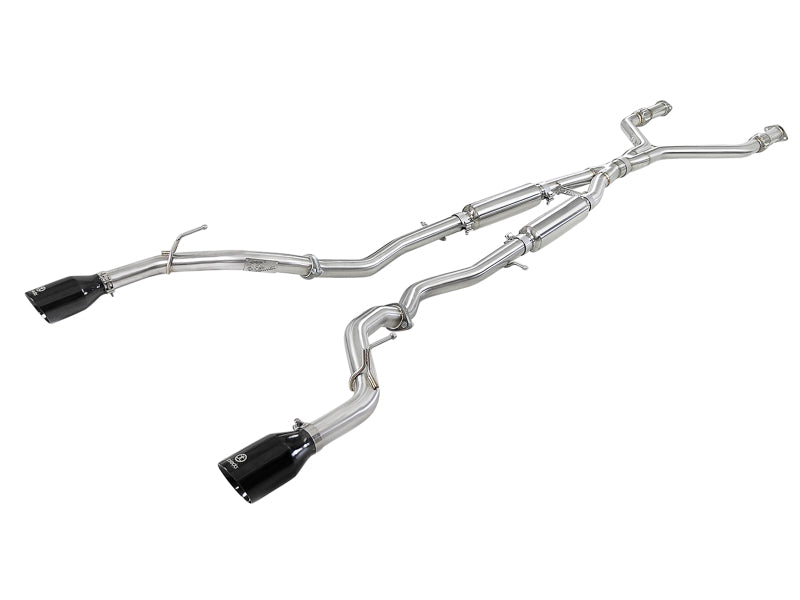 aFe Takeda 2.5in 304 SS Cat-Back Exhaust System with Black Tips for Infiniti Q50 V6-3.0L (tt) - OneFastShop