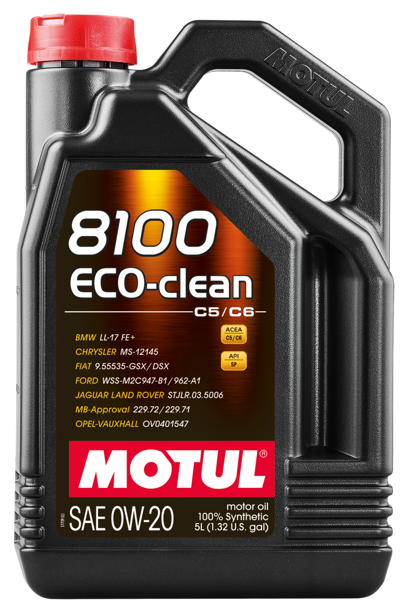 Motul 5L Synthetic Engine Oil 8100 0W20 Eco-Clean Fuel Economy Lubricant for Gasoline and Diesel Engines - OneFastShop