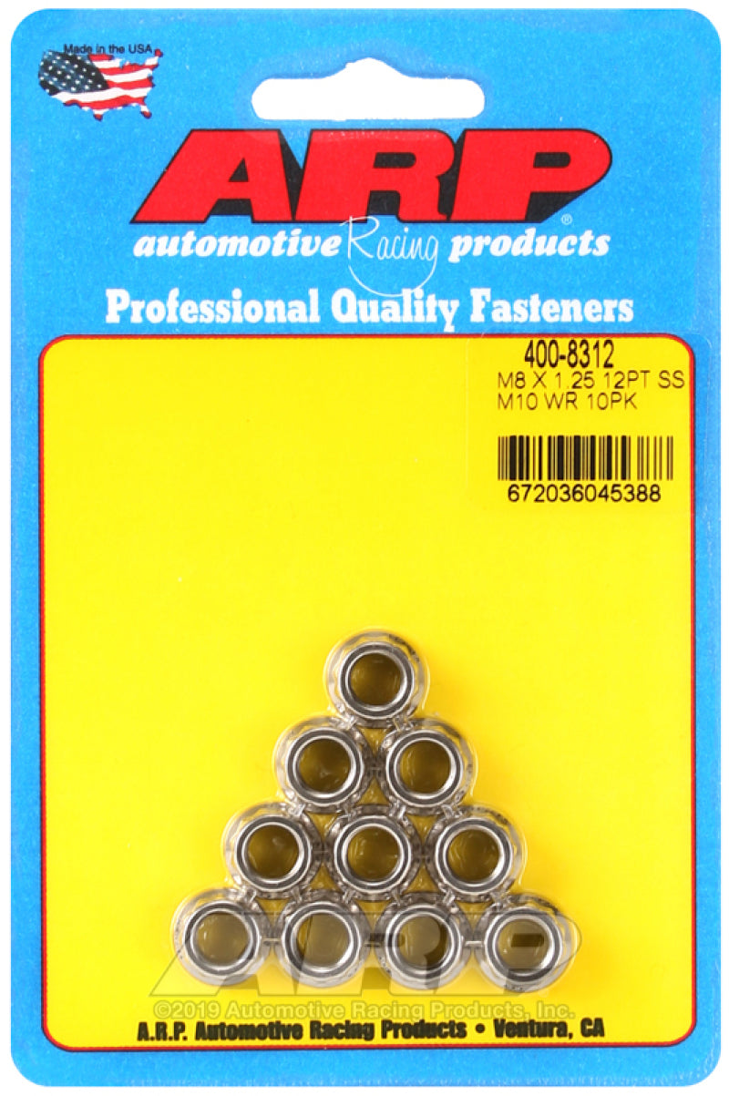 ARP M8 x 1.25 12pt Stainless Steel Nut Kit