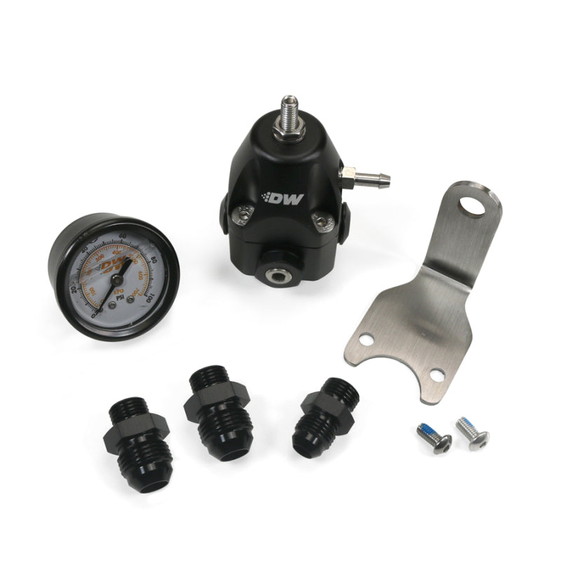 DeatschWerks Fuel Pressure Regulator with Pressure Gauge and 6AN/8AN Fittings - Anodized Black - OneFastShop