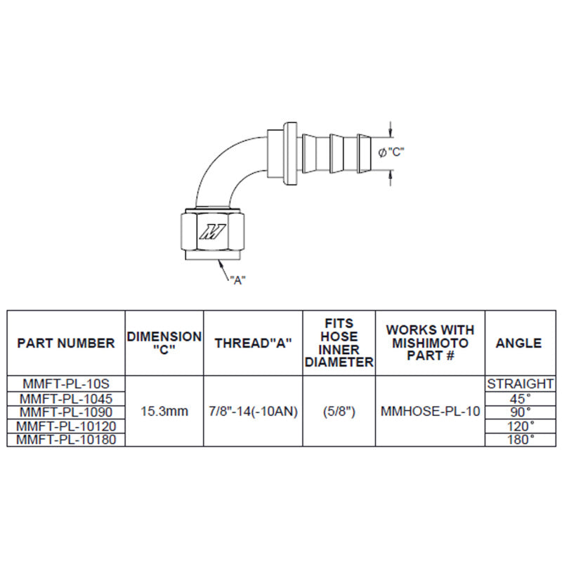 Mishimoto 90 Degree Push Lock Fitting - 10AN - Silver and Black Anodized - OneFastShop