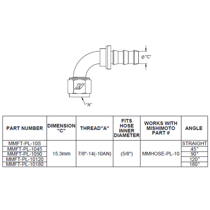 Mishimoto 90 Degree Push Lock Fitting - 10AN - Silver and Black Anodized - OneFastShop
