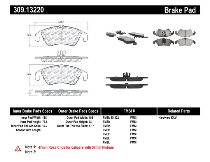 Stoptech Performance Front Brake Pads for 08-10 Audi A5, 10 S4, 09-10 Audi A4 (Except Quattro) - High Heat Resistance and Fade Elimination - OneFastShop