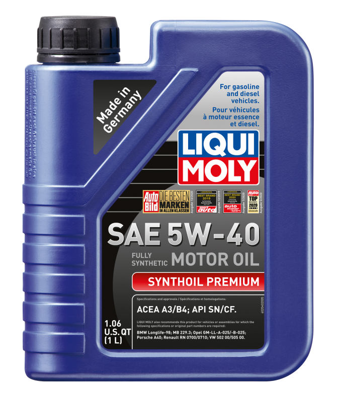 LIQUI MOLY 1L Synthoil Premium Motor Oil SAE 5W40 for Audi 100, A3, A4, A5, A6, A7, A8, Q3, Q5, Q7, S3, S4, S6, TT