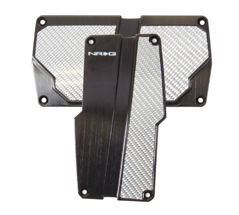 NRG Sport Pedal Covers - 2-Pedal A/T Set - Brushed Black Silver Carbon