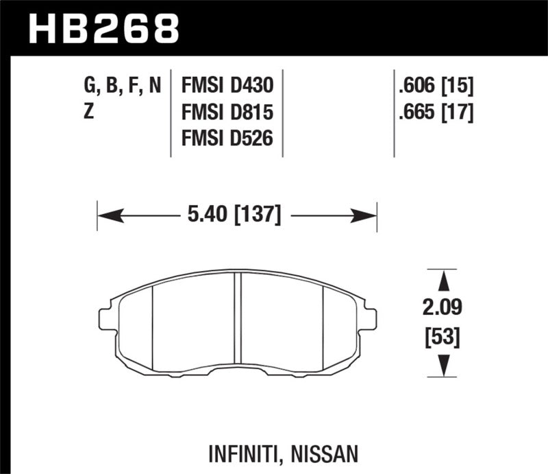 Hawk Performance HPS Street Front Brake Pads for 03-04 G35, 03-05 G35X, 02-05 350Z w/o Brembo - OneFastShop