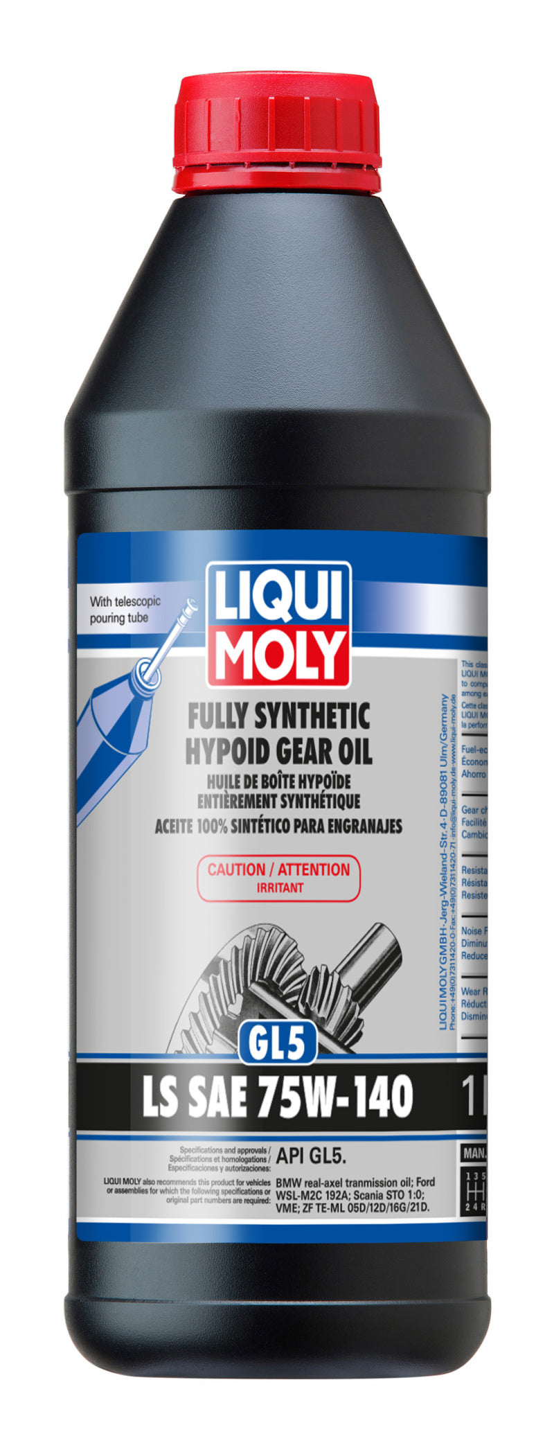 LIQUI MOLY Fully Synthetic Hypoid Gear Oil 1L SAE 75W140 - BMW X5, X6, Aston Martin DB9, Acura MDX, Audi 90 Quattro - OneFastShop