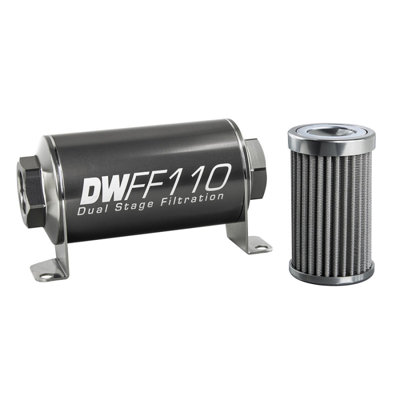 DeatschWerks Stainless Steel 10AN 100 Micron Inline Fuel Filter Housing Kit 110mm