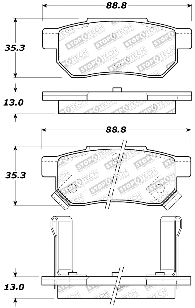 Stoptech Performance Brake Pads for 90-01 Integra and 90-93 Civic EX Coupe with Rear Disc and ABS - OneFastShop