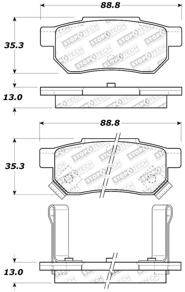 Stoptech Performance Brake Pads for 90-01 Integra and 90-93 Civic EX Coupe with Rear Disc and ABS - OneFastShop