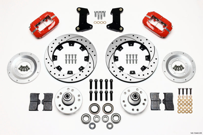 Wilwood Forged Dynalite Front Kit 12.19in Drilled Red 74-80 Pinto Mustang II Disc Spindle - OneFastShop