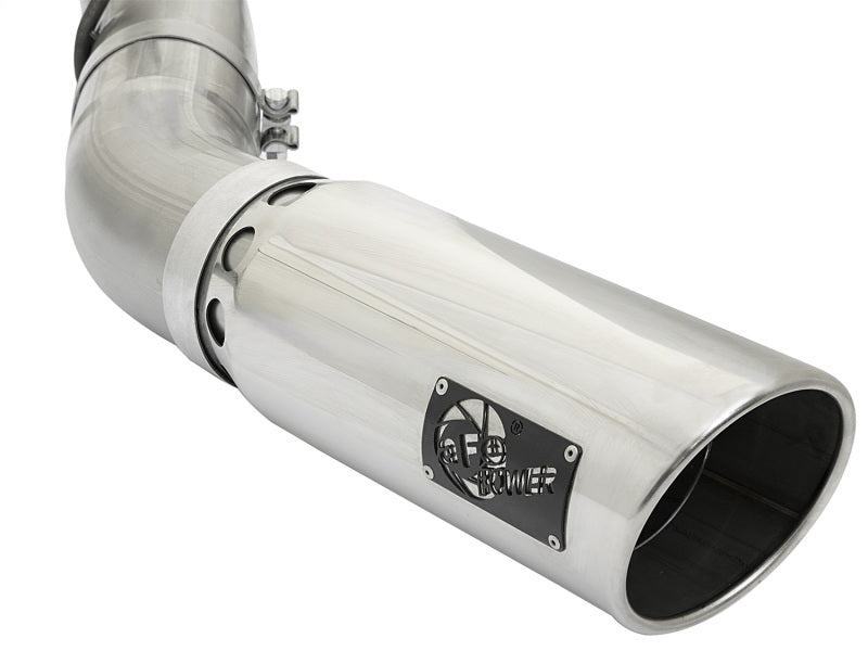 aFe LARGE BORE HD 5in 409-SS DPF-Back Exhaust Polished Tip 2017-2019 GM Duramax V8 6.6L L5P Silverado Sierra