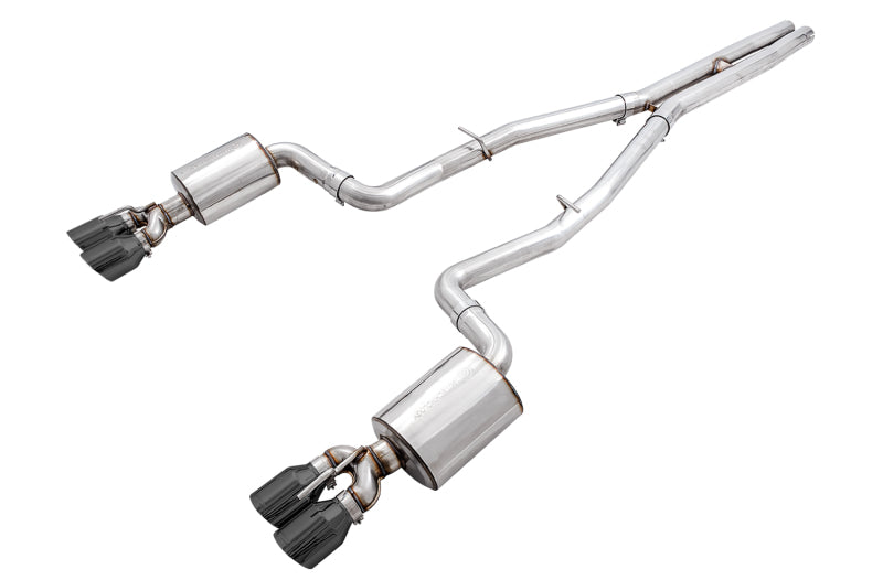 AWE Touring Edition Non-Resonated Cat-Back Exhaust - Dodge Challenger 2015-2023 - Quad Black Tips