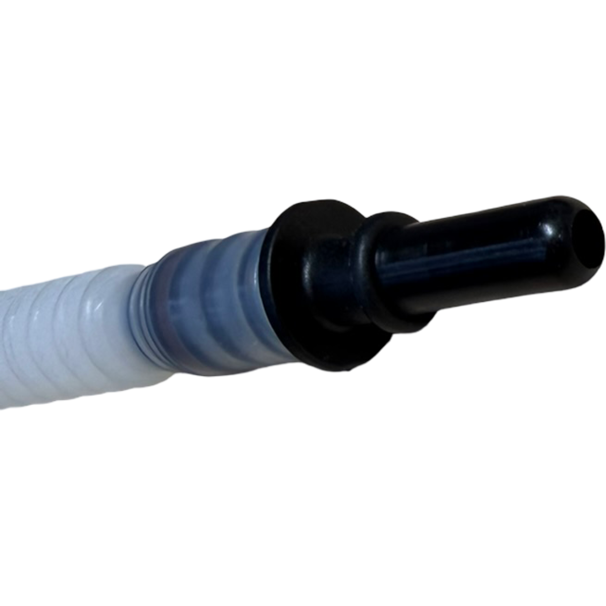 Close-up of the male 7.89mm quick-connect outlet stem on the dual fuel pump Y-line